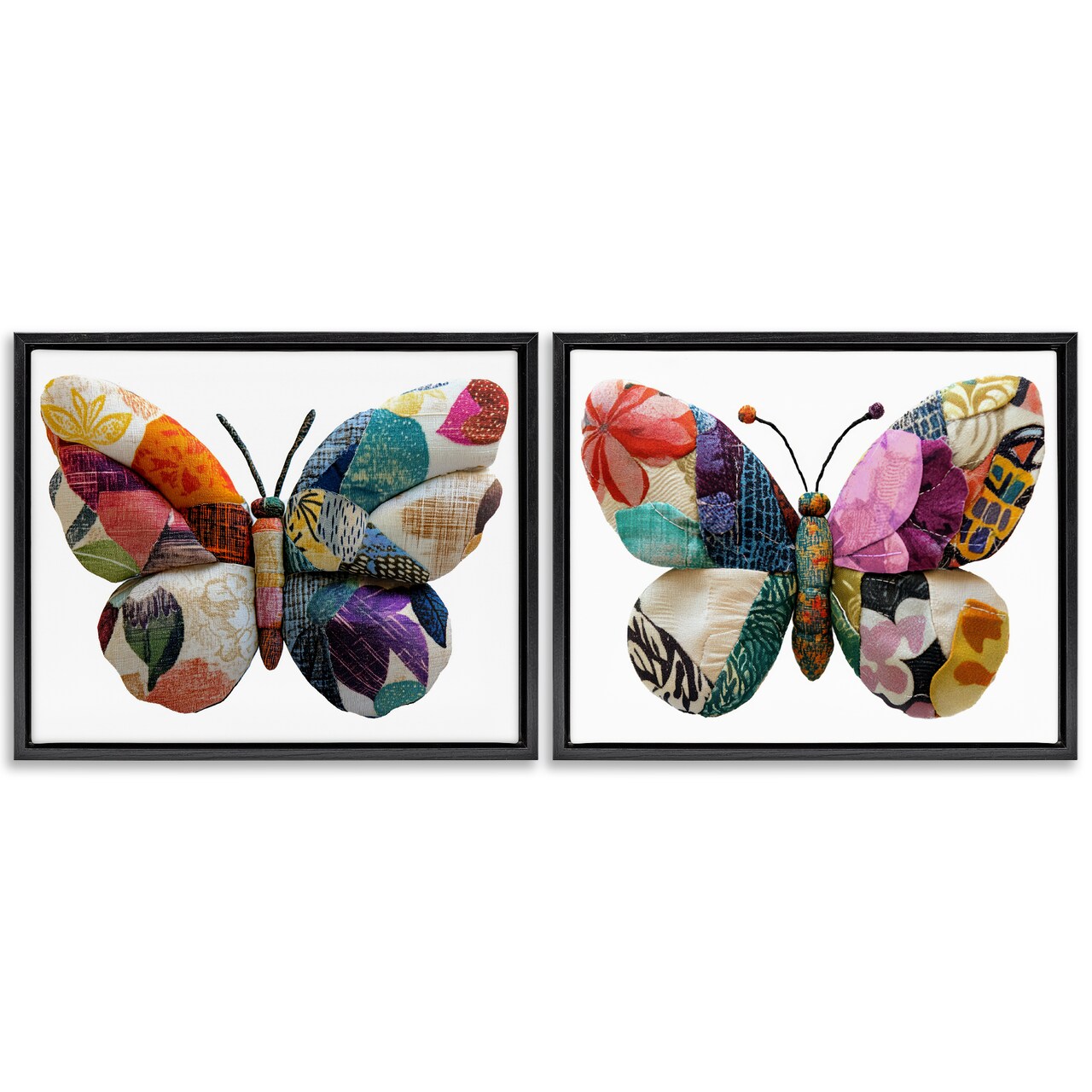 Stupell Industries Unique Patchworked Butterflies 2pc Floating Frame Set, design by Annabelle Hall